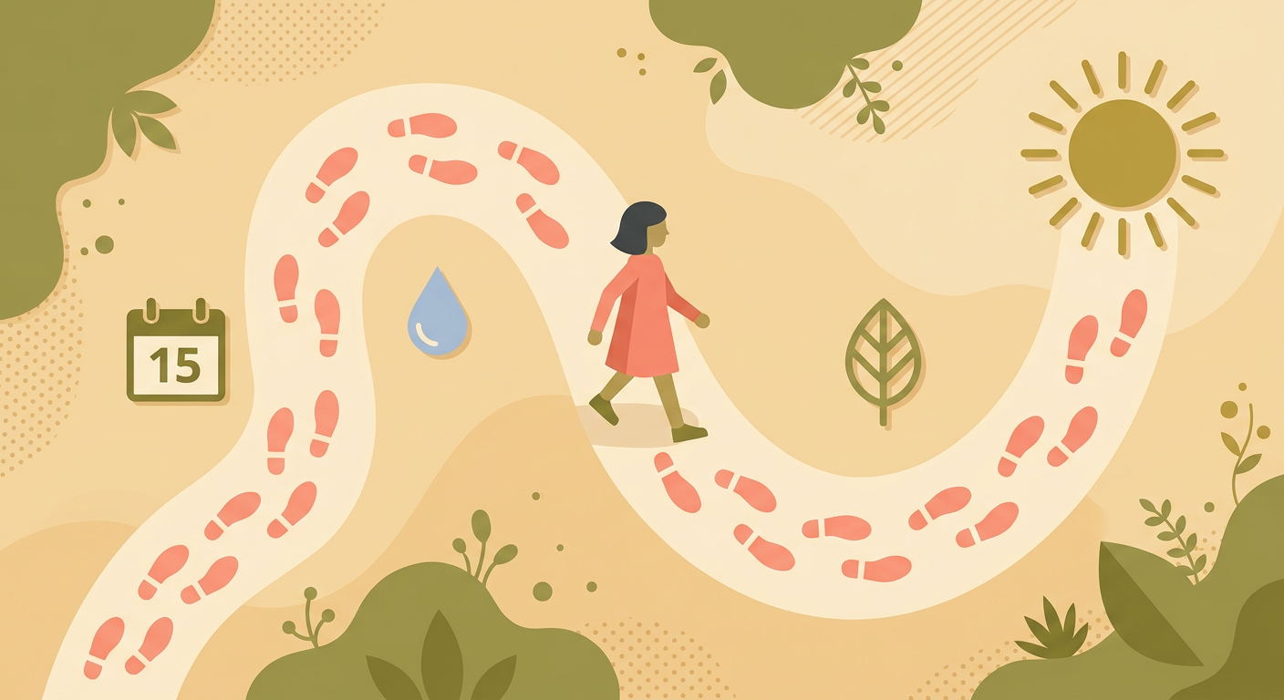 Плоская иллюстрация — ходьба и регулярная активность как основа похудения после 45 лет